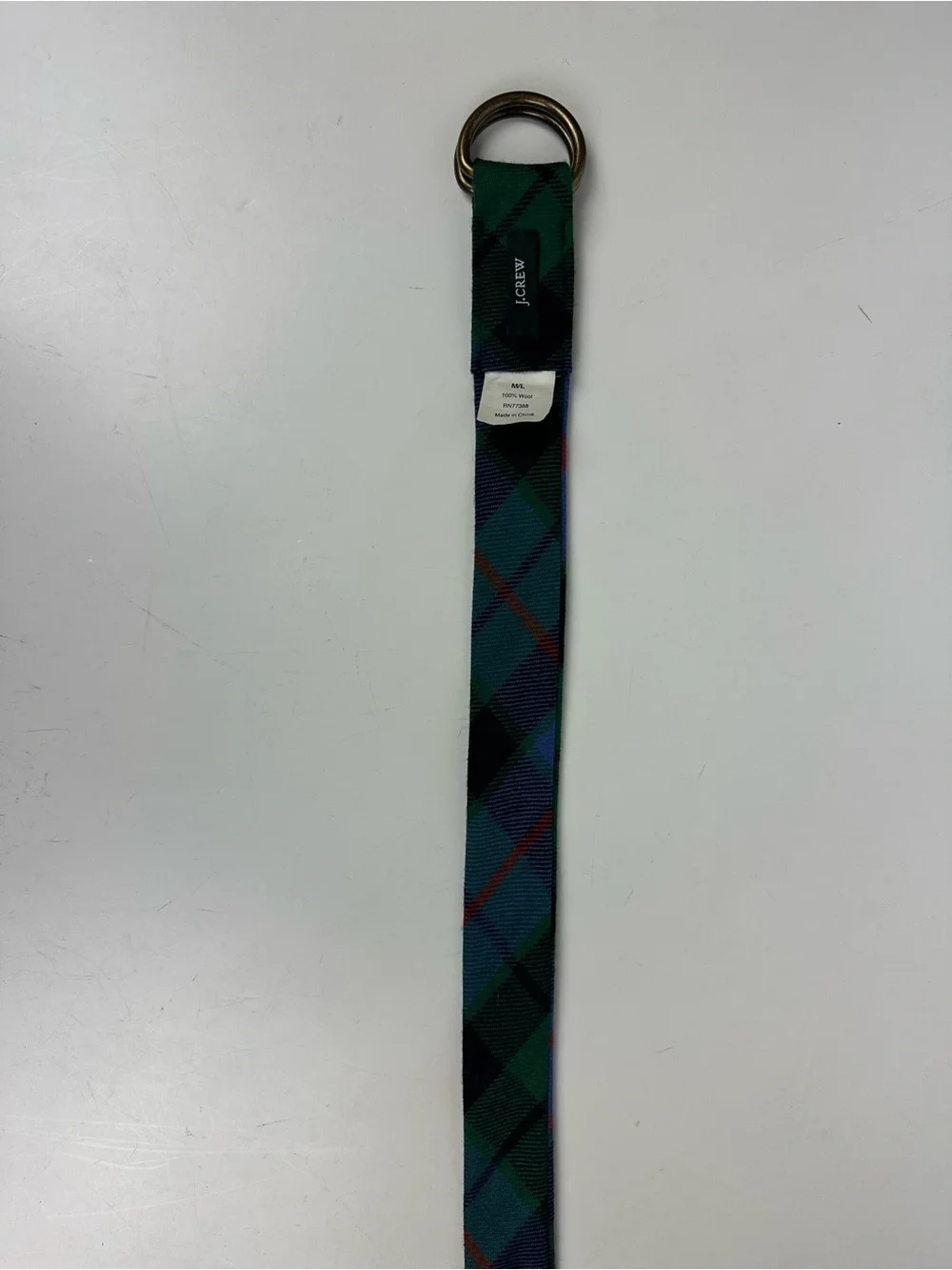 J. Crew Plaid Wool Ribbon D-Ring Belt
